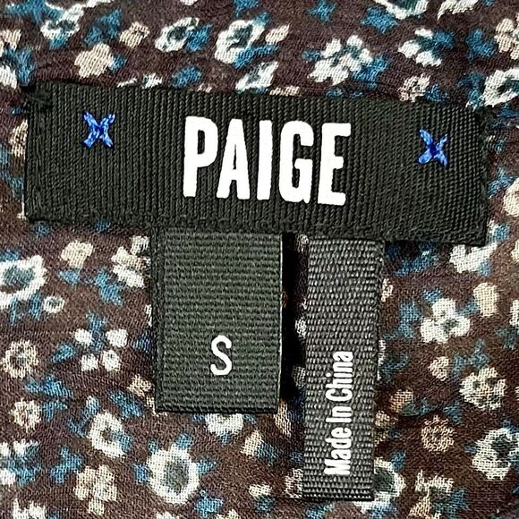 Paige Floral V-neck 100% Silk Sheer Blouse Small - Picture 8 of 12